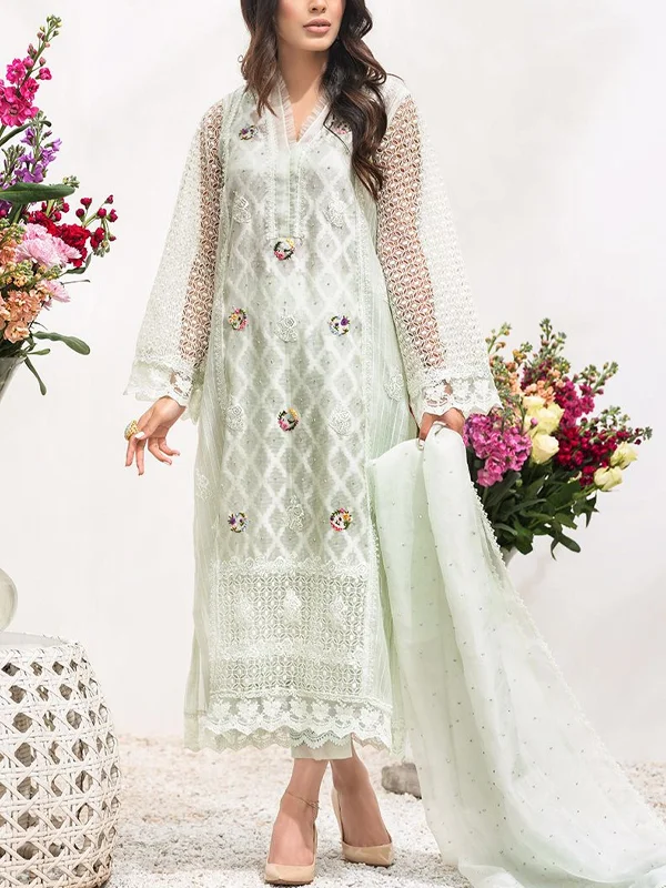 V-Neck Lace Print Long Sleeve Dress