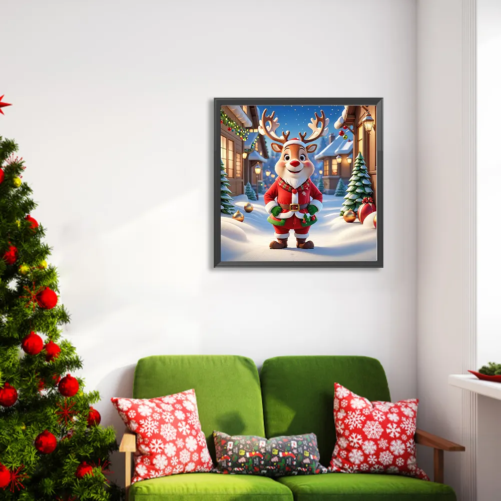 Diamond Painting - Full Round Drill - Christmas Deer(Canvas|40*40cm)
