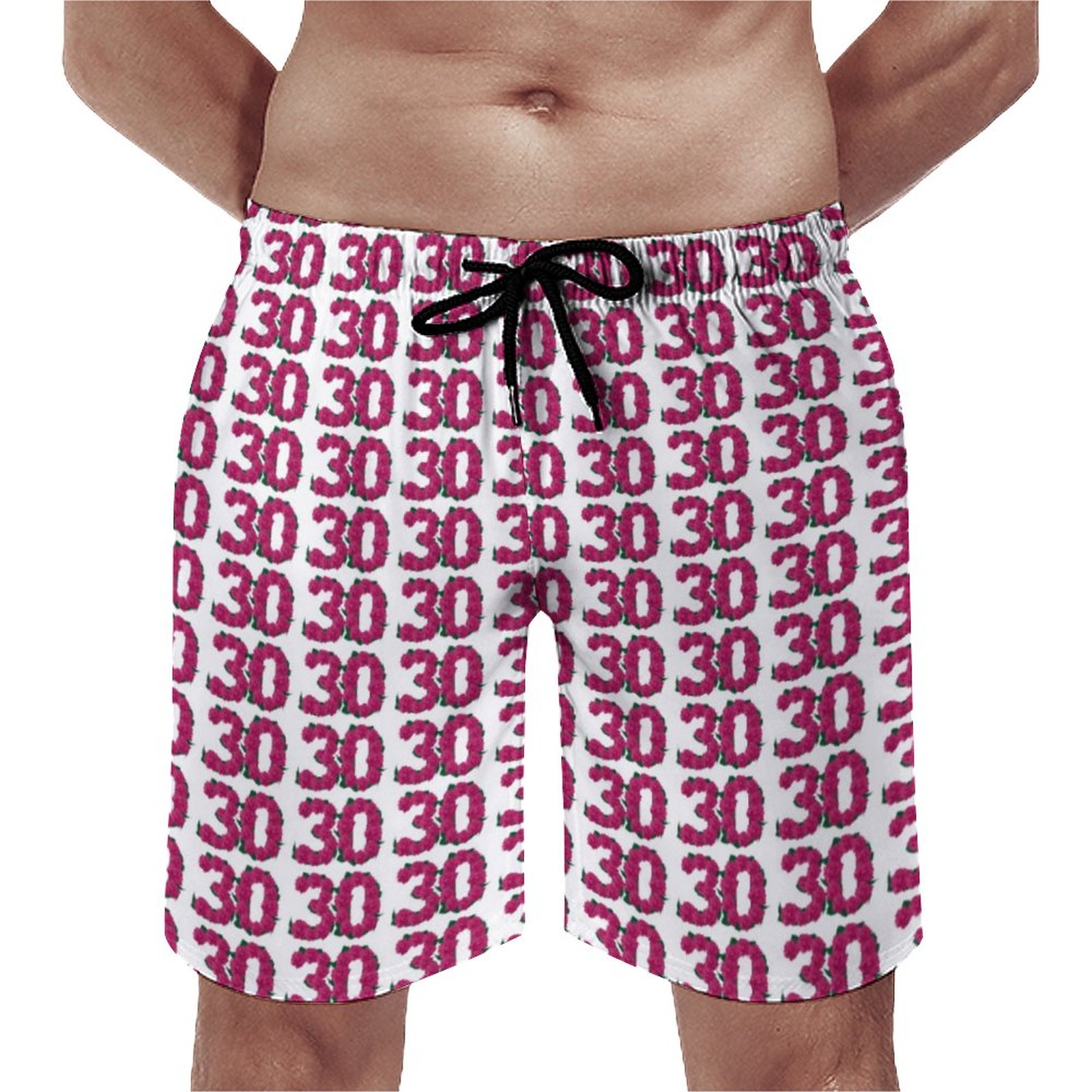 Number 30 30Th Birthday Cute Roses | Mens Swim Trunks Quick Dry Swim Shorts With Mesh Lining | Beachwear Plus Size Swim Trunks | Modest Beach Swimwear | Mens Swimwear Vacation Resort