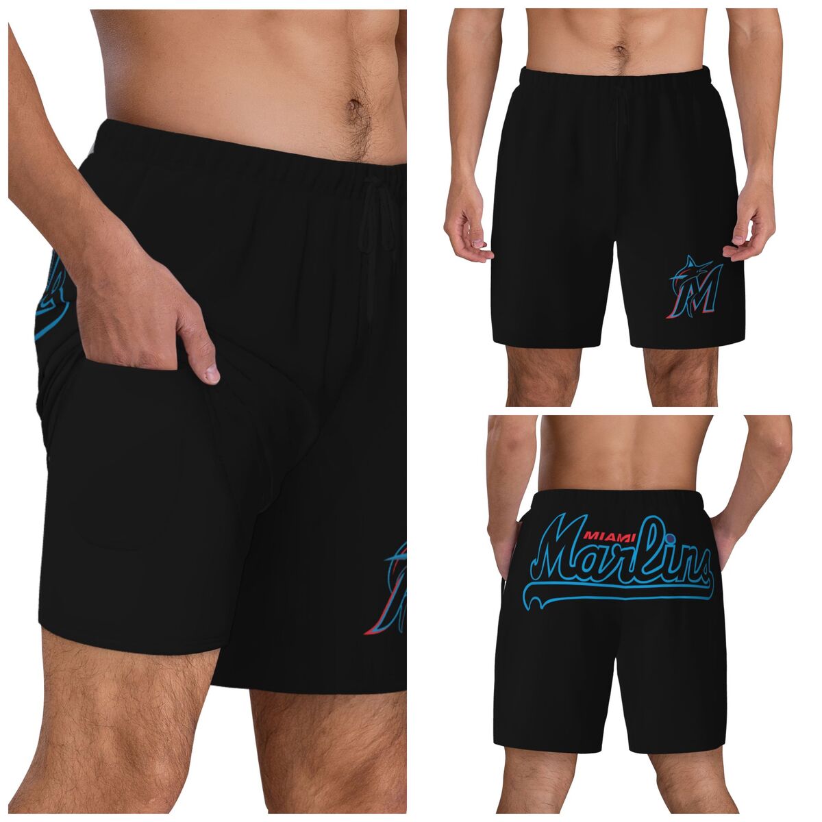 Miami Marlins Men's Swim Trunks with Compression Liner