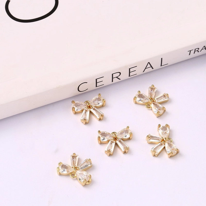 5 PCS/Package 15*25mm Metal Zircon Star Leaves Flower Jewelry Accessories Pendant