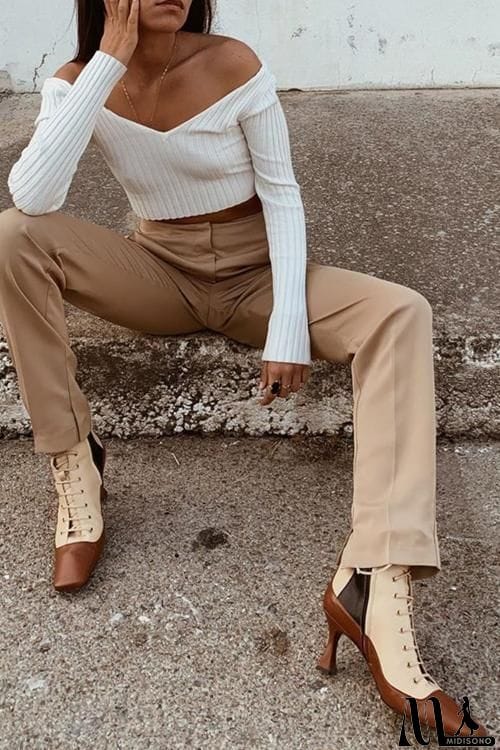 MidiSono - Vintage Zipper Lace Up Boots