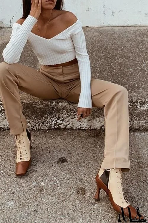 MidiSono - Vintage Zipper Lace Up Boots