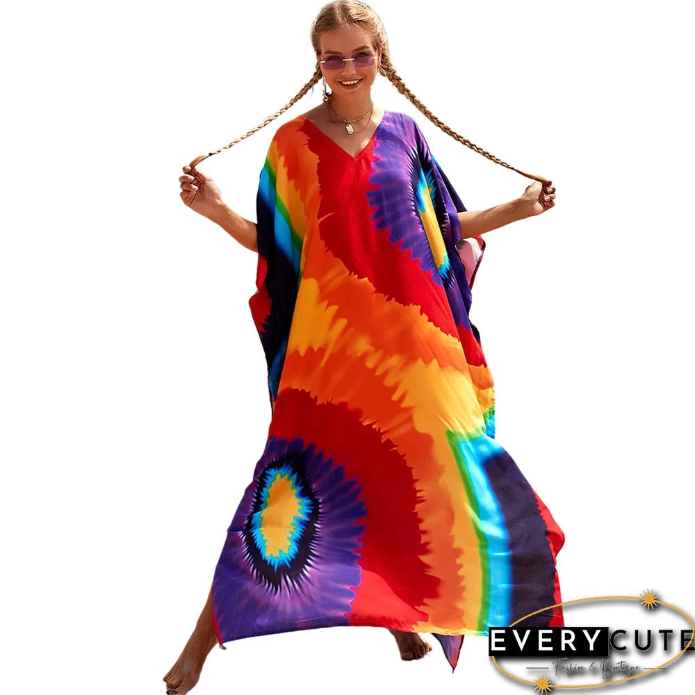 Yellow Graffiti Loose Beach Kimono Dress