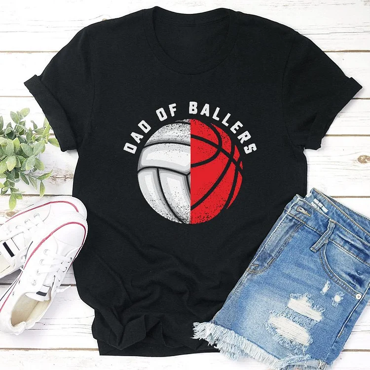 DAD OF ballers White and red   T-shirt Tee --Annaletters