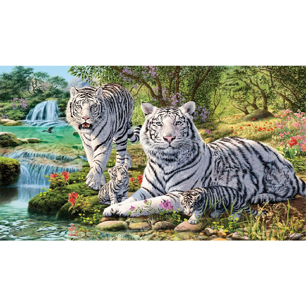 

White Tigers - Square Drill Diamond Painting - 70*40CM (Big Size), 501 Original