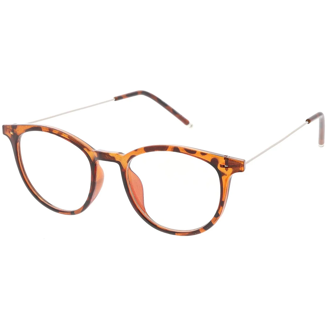 Vintage Inspired Horn Rimmed Glasses Ultra Thin Arms Round Clear Lens 48mm