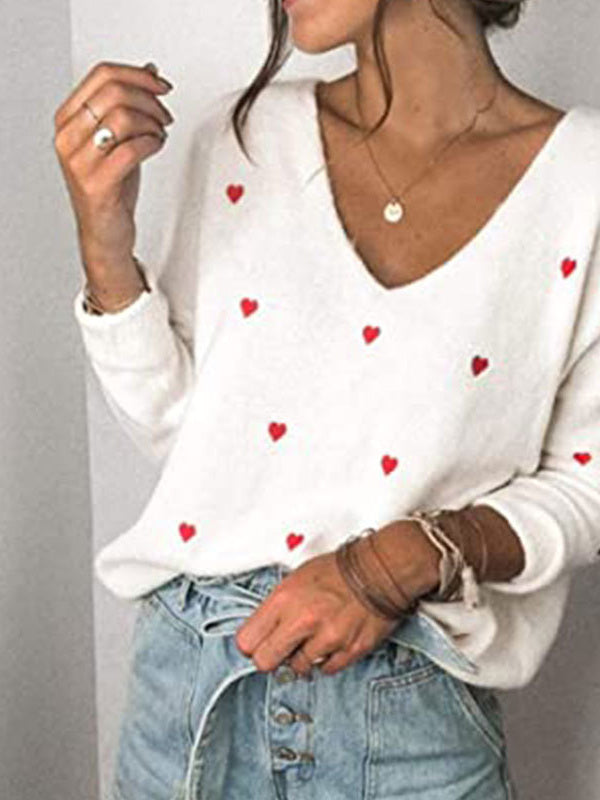 Women Long Sleeve V-neck Graphic Floral Printed Top