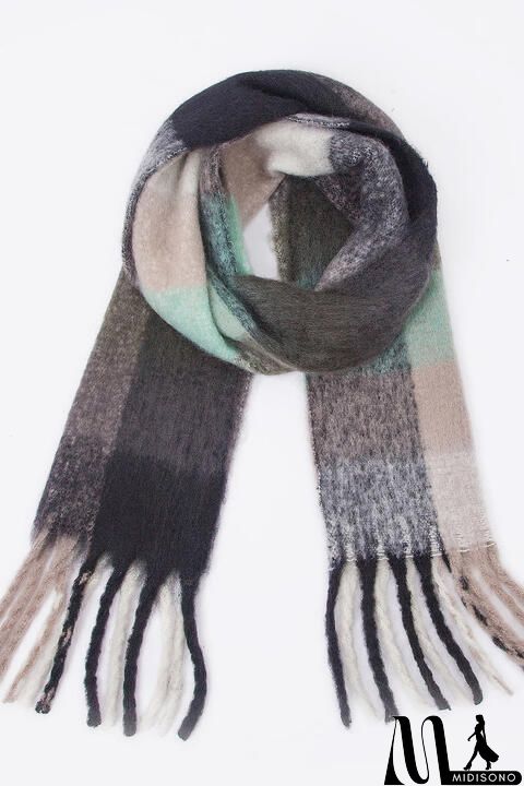 MidiSono - Fringe Detail Polyester Scarf