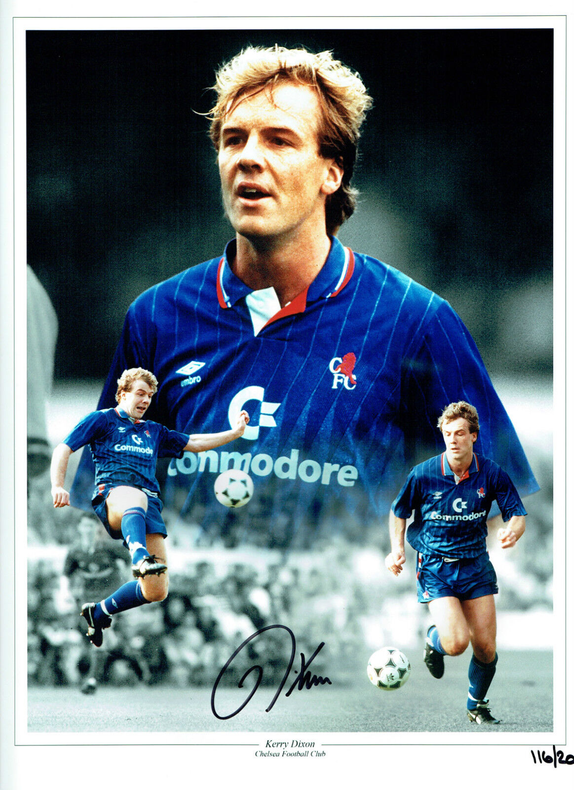 Kerry DIXON Signed CHELSEA Autograph 16x12 Montage Portrait Photo Poster painting AFTAL COA