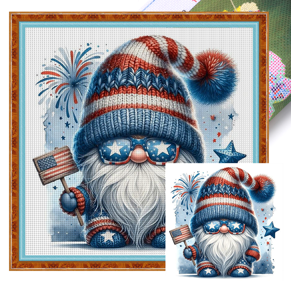 Independence Day Goblin Full 11CT Pre-stamped Canvas(40*40cm) Cross Stitch