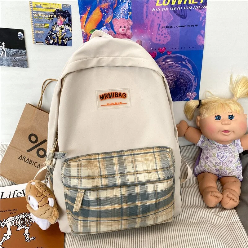 New Girl College School Bag Casual Check Women Backpack Fashion Striped Book Packbags for Teenage Female School Shoulder Bagpack
