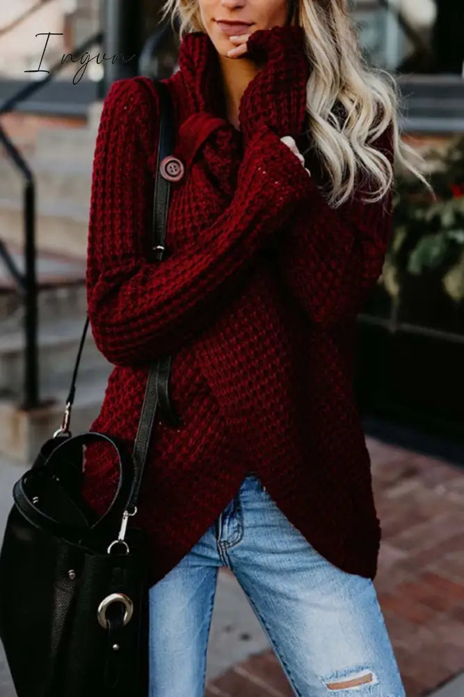 Ingvn - Irregular Winter Shawl Coat(6 Colors) S / Red Tops