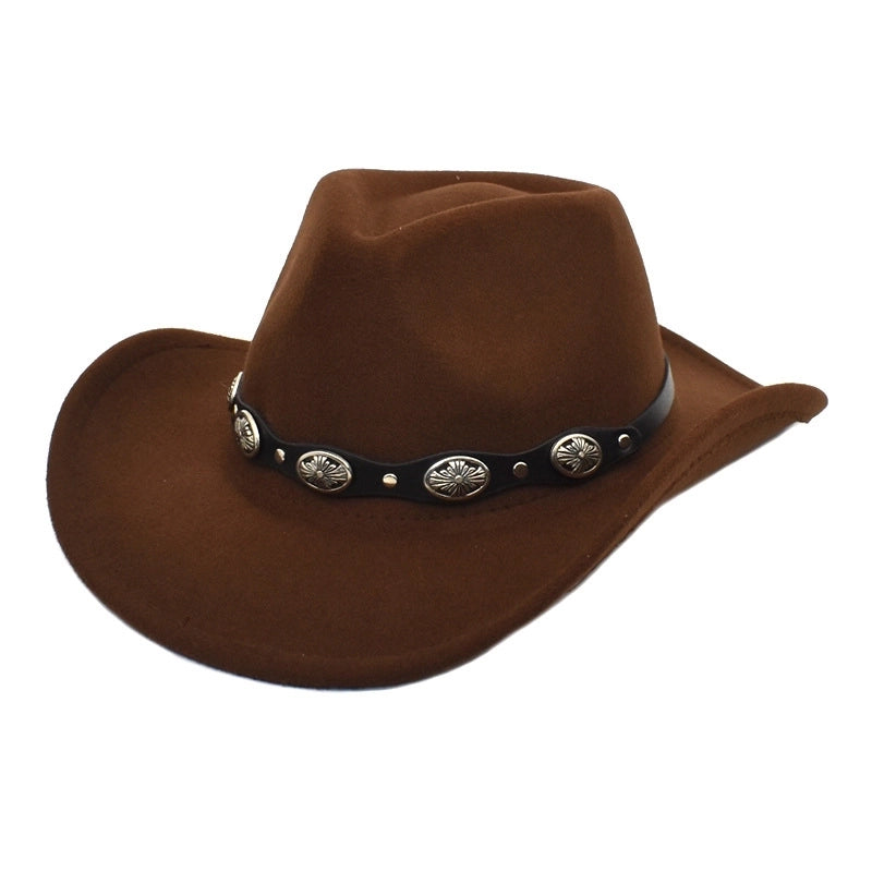 Unisex Cowboy Style Solid Color Flat Eaves Fedora Hat