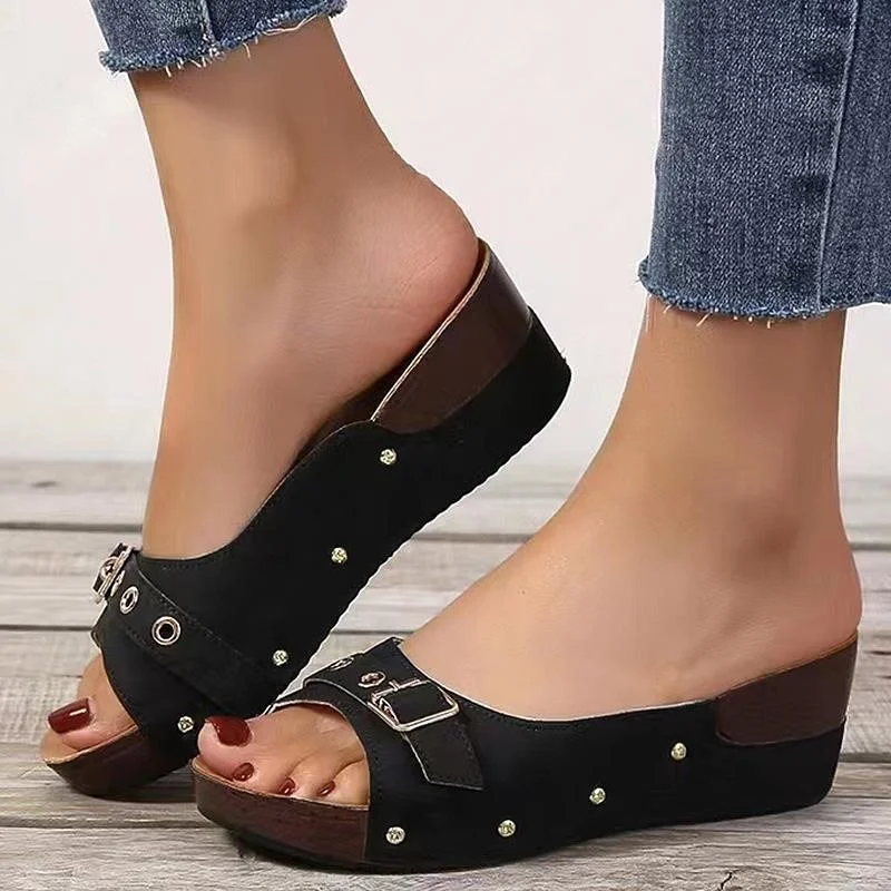 breakj Women Sandals 2023 Fashion Heels Shoes For Women Summer Sandals Slip On Wedges Zapatos Mujer Outdoor Slippers Platform Sandals