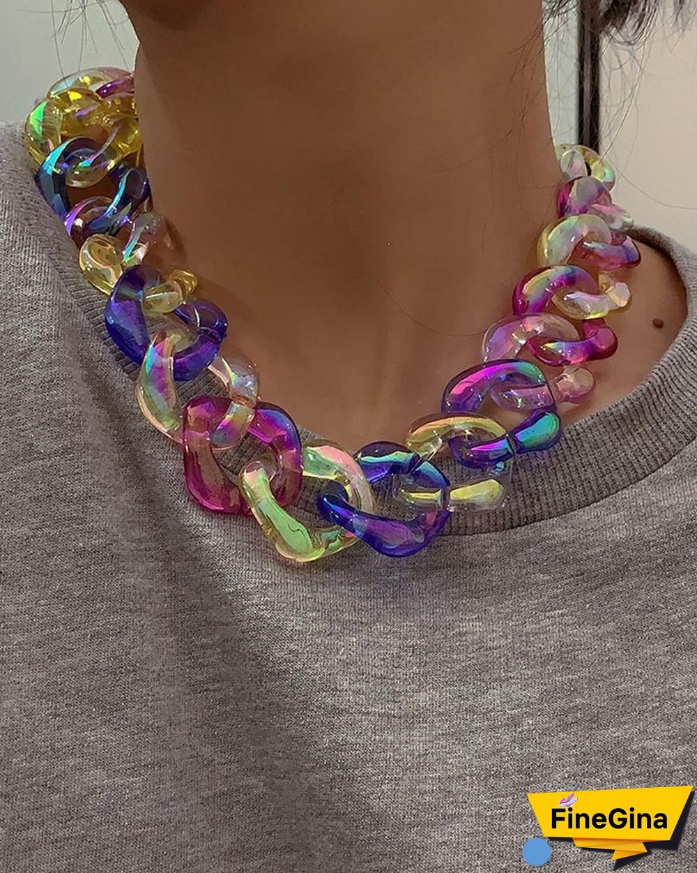 1PCS Colorful Acrylic Chain Necklace