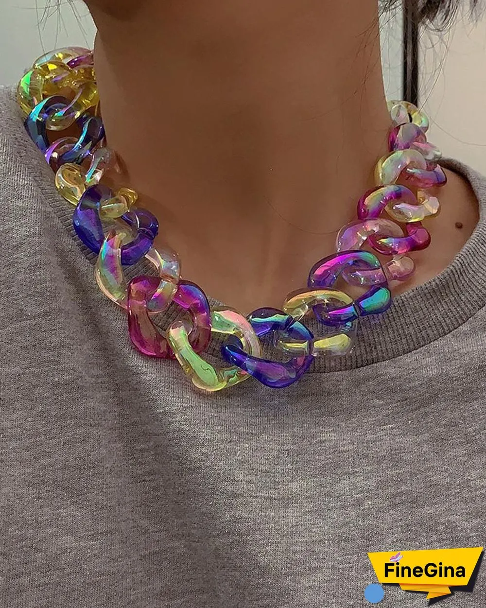 1PCS Colorful Acrylic Chain Necklace