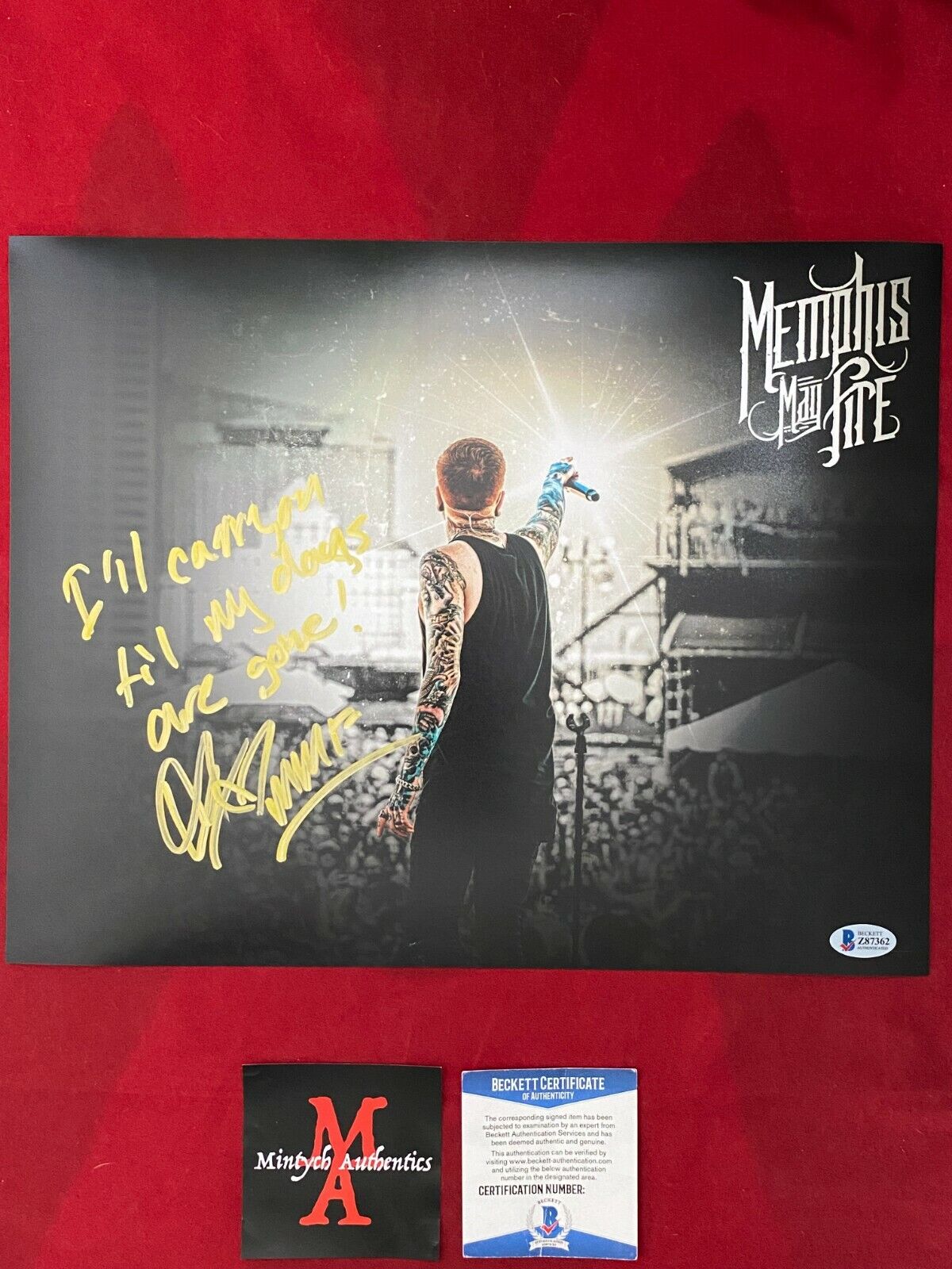 MATTY MULLINS SIGNED 11x14 Photo Poster painting! MEMPHIS MAY FIRE! BECKETT! BROKEN! CHALLENGER!