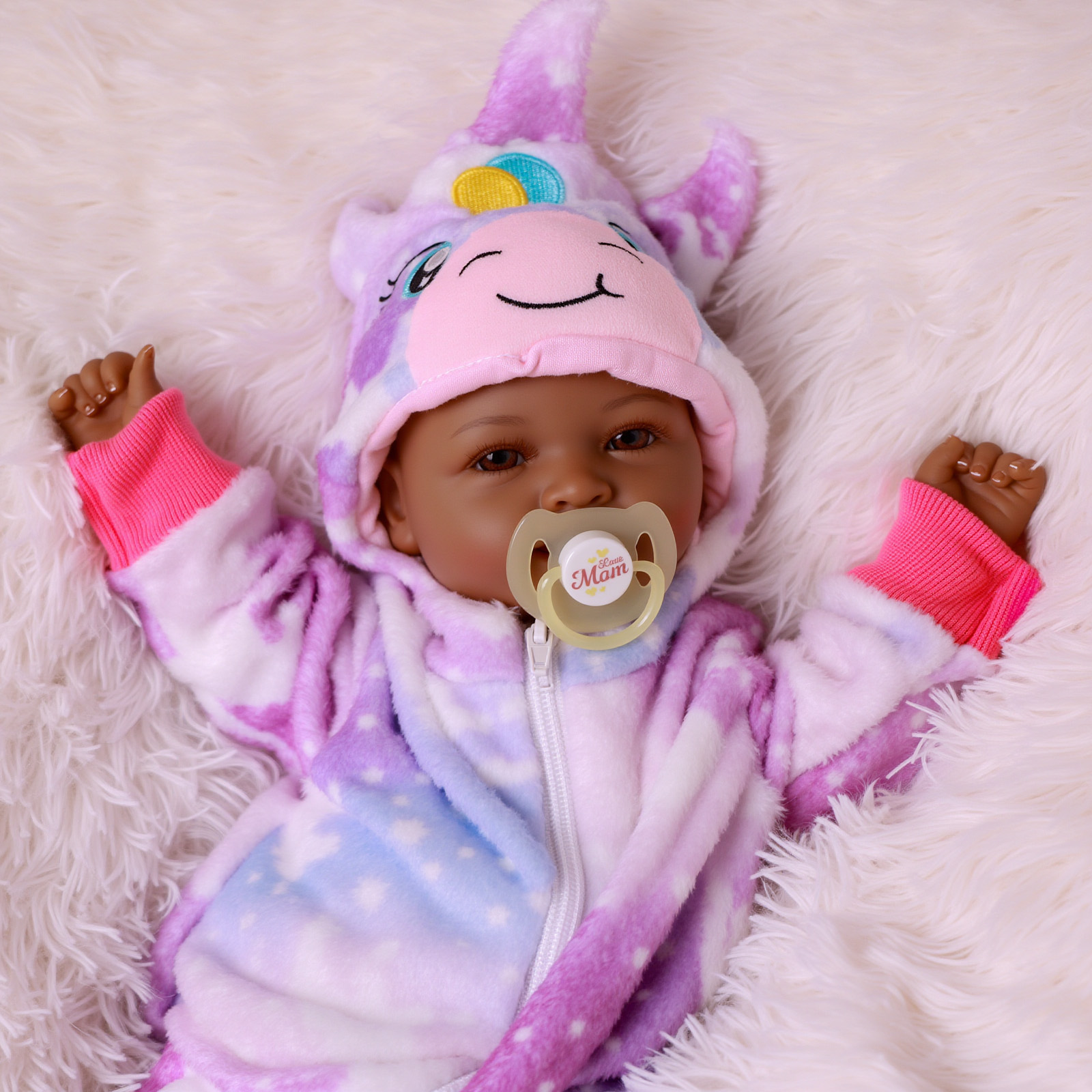 Babeside Smiling Reborn Baby Mia 17' Newborn Girl Healing of the Heart African American-17 Inches-Unisex