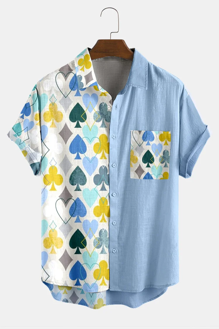 Tiboyz Fashion Patchwork Blue And White Men's Shirt