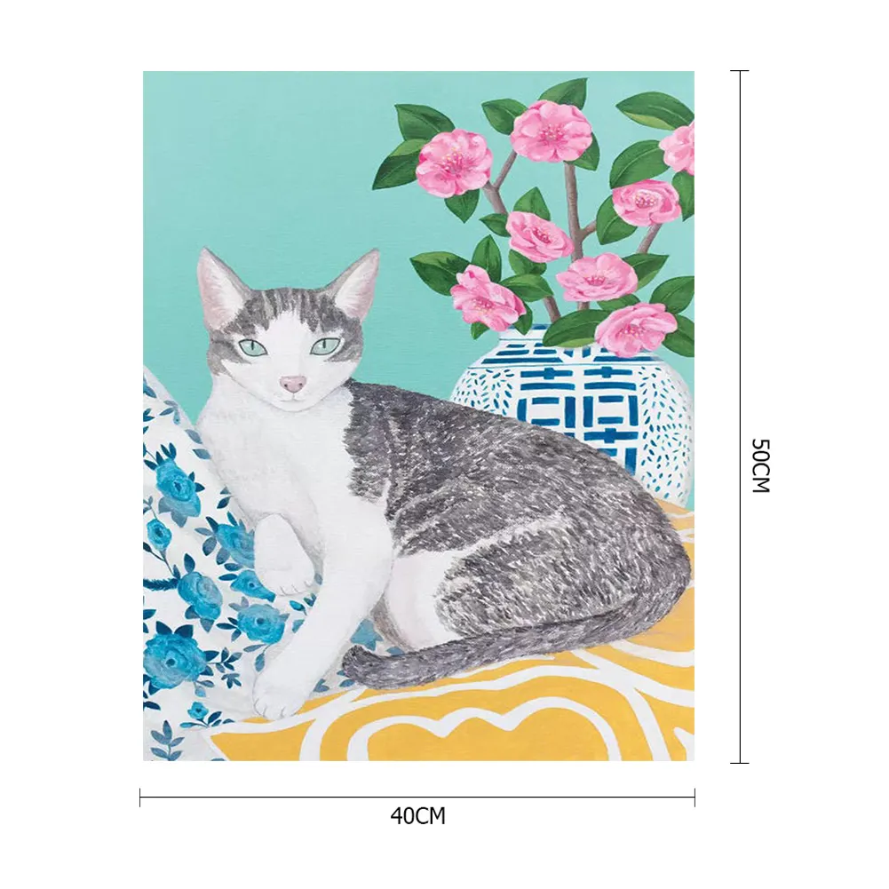 DIY Paint By Number 40*50cm - Cat With Bouquet
