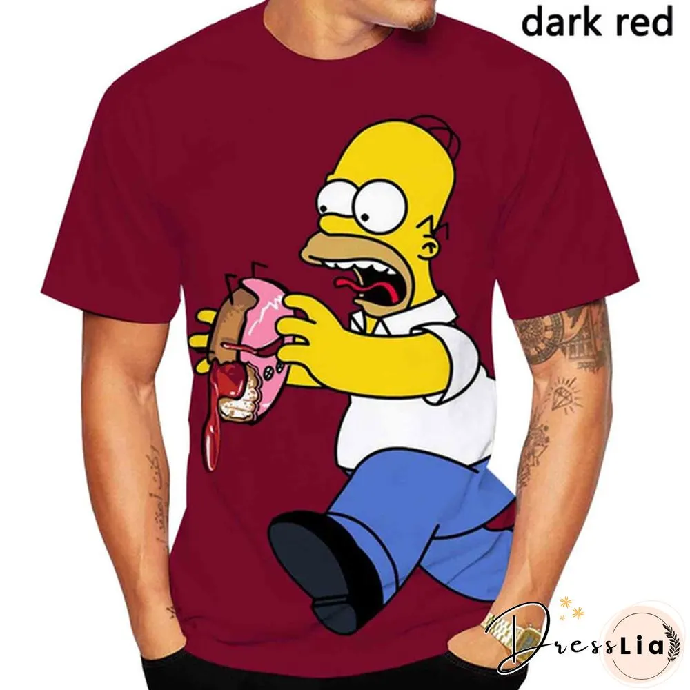 New Fashion 3D Print the Simpsons Cool T-shirt Men/women Short Sleeve Unisex Round Neck Tees