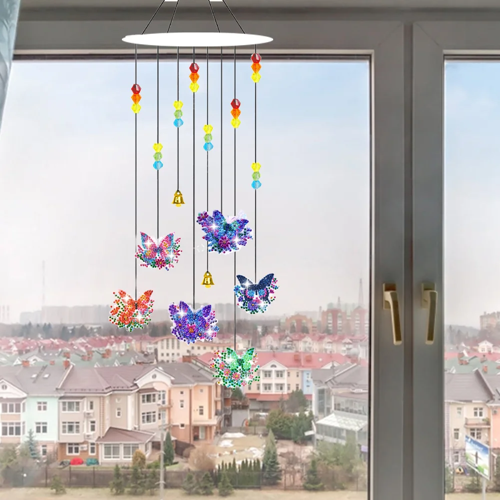 DIY Butterfly Diamond Art Sun Catcher Butterfly DIY Crystal Wind Chime for Window