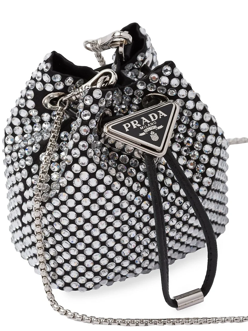 Prada Embellished Satin Mini Pouch