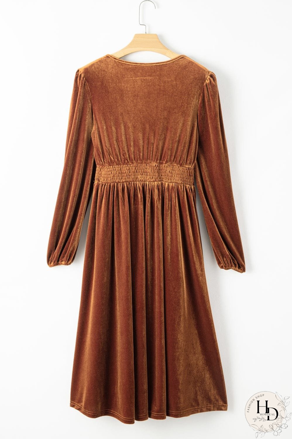 Velvet Smocked Waist Dress