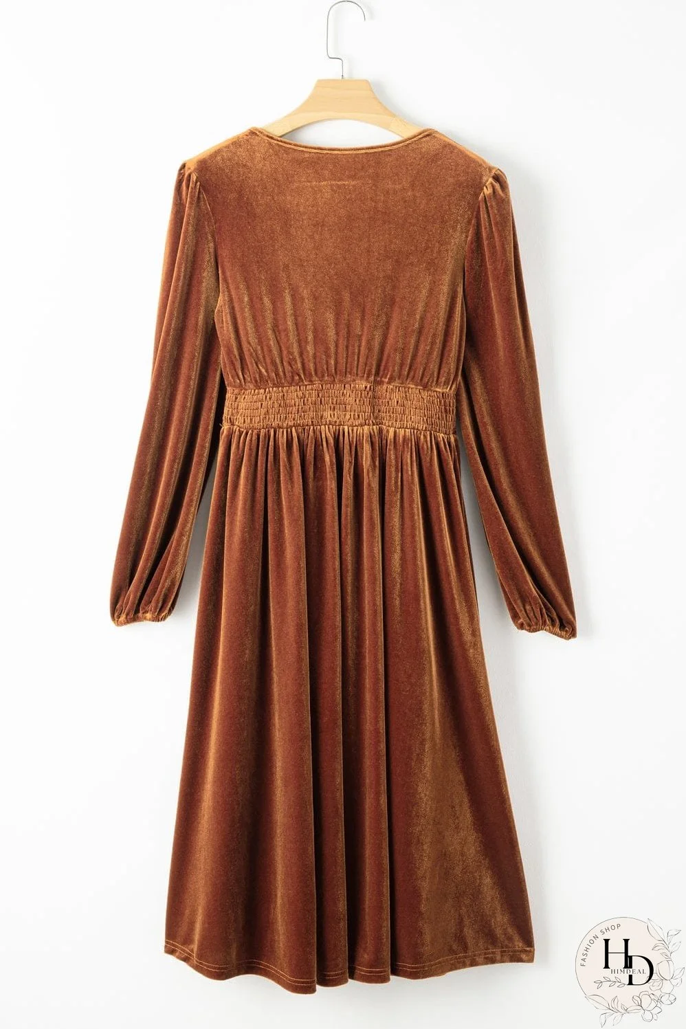 Velvet Smocked Waist Dress