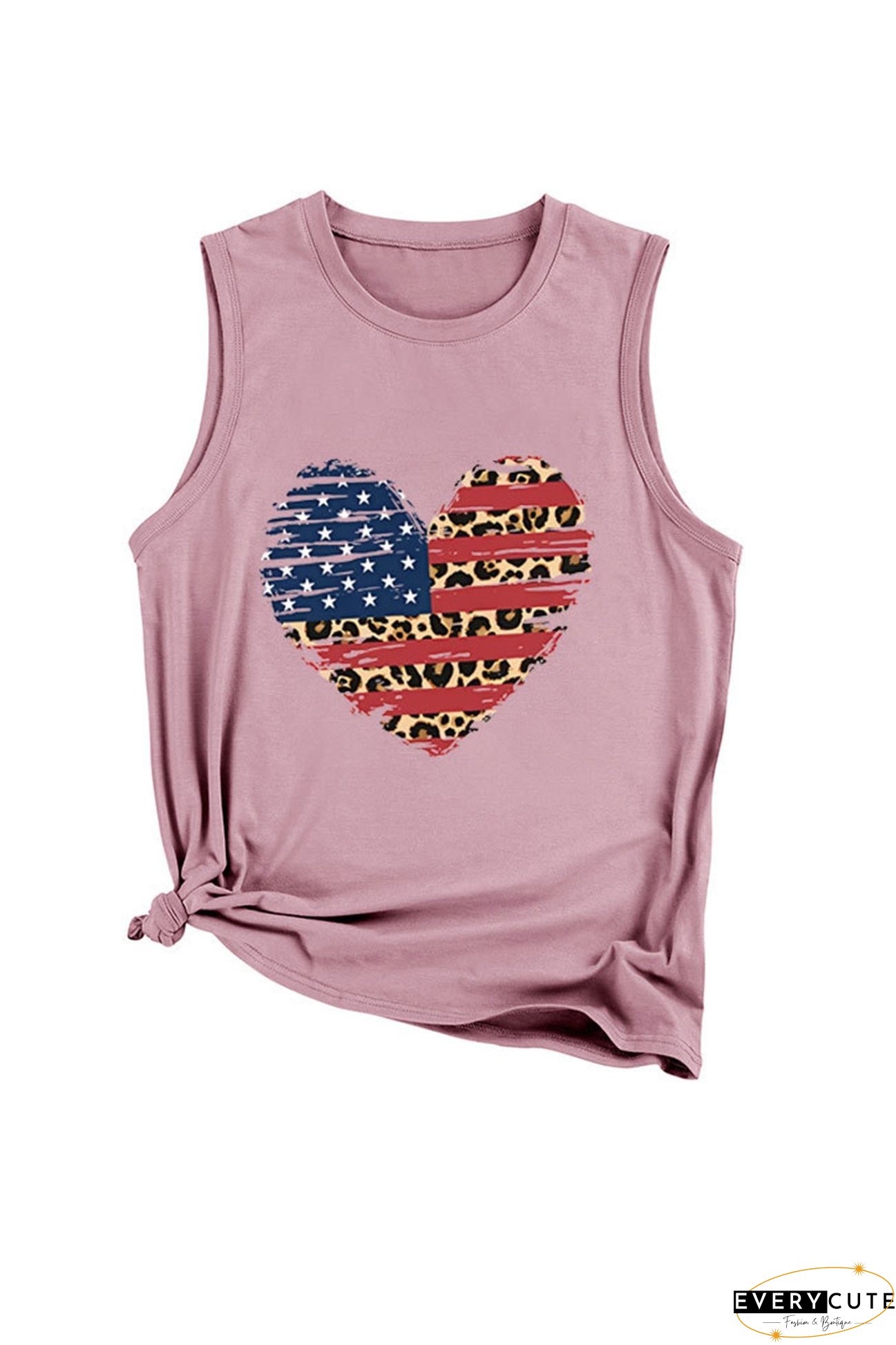 Peach Heart Flag Graphic Sleeveless T-shirt