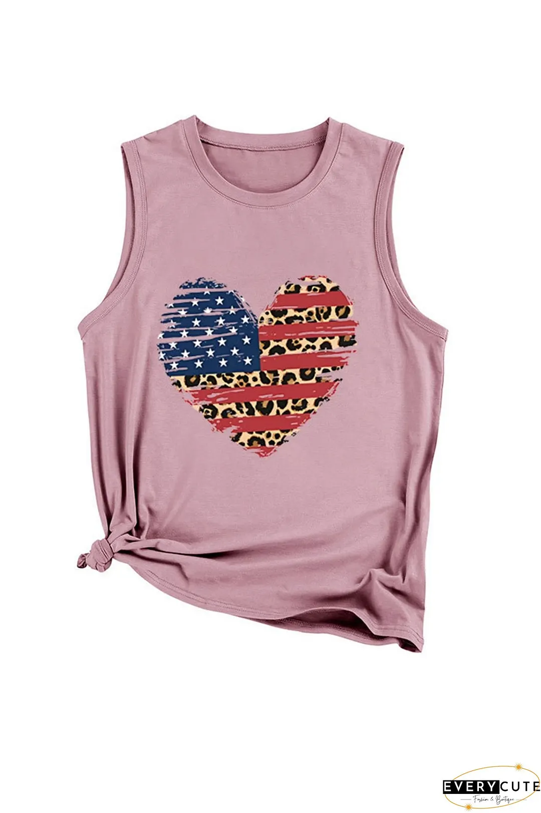Peach Heart Flag Graphic Sleeveless T-shirt