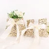 1 Set | Gold Sequin Flower Girl Petal Basket and Ring Bearer Pillow Wedding Set
