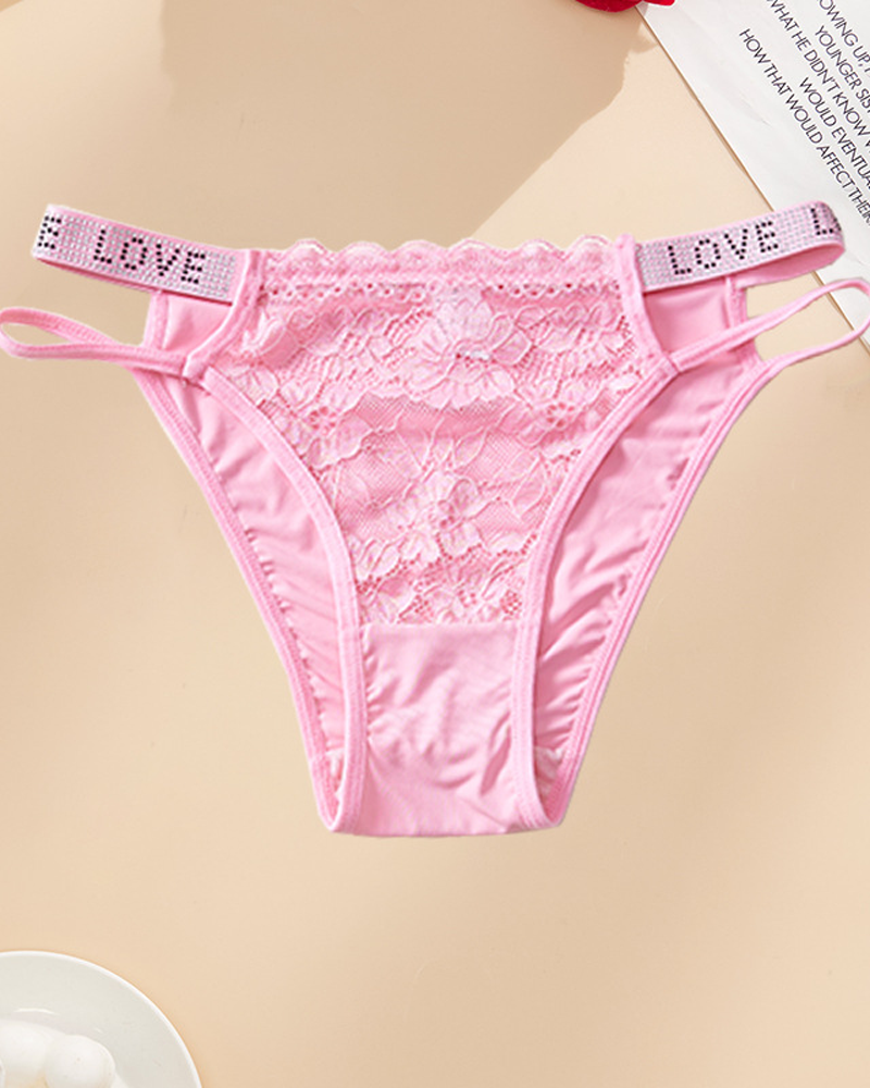 Valentine's Day LOVE Rhinestone Lace Panties