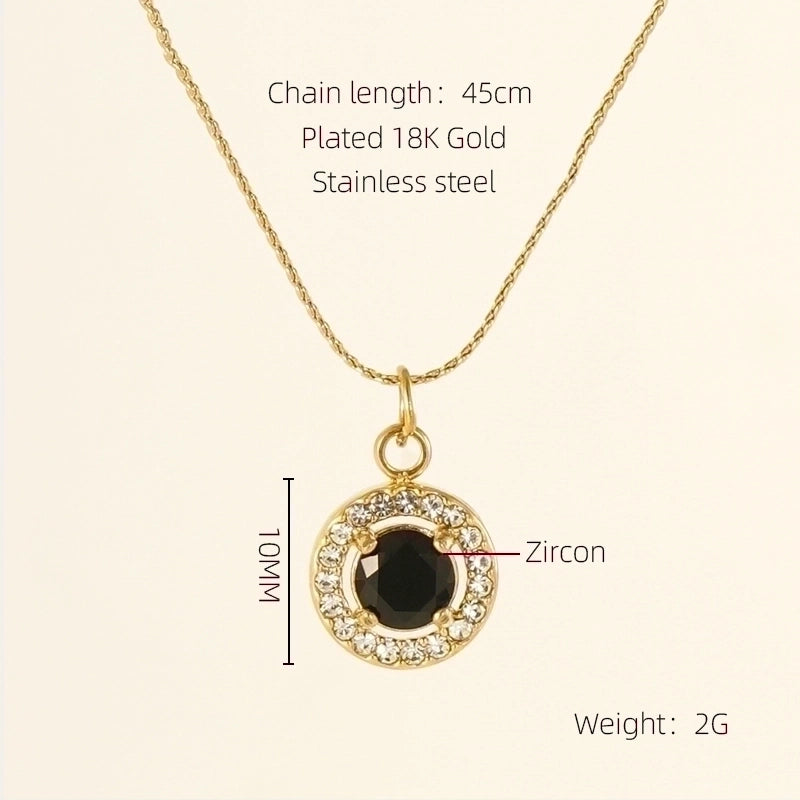 Stainless Steel 18K Gold Plated Glam Shiny Plating Inlay Sun Water Droplets Heart Shape Zircon Pendant Necklace