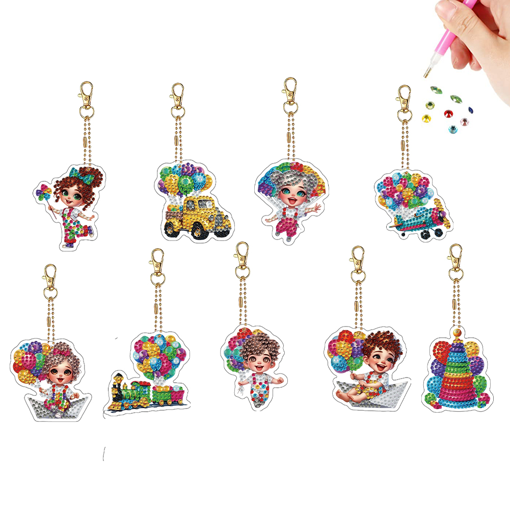 Double Sided Special Shape Person Diamond Painting Keychain for Beginners