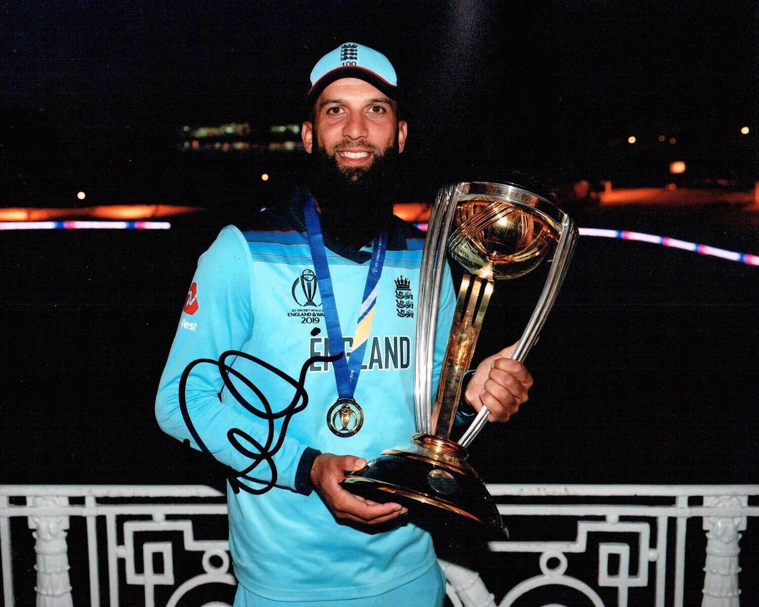 Moeen ALI Signed Autograph 10x8 England Cricket World Cup Photo Poster painting 2 AFTAL COA