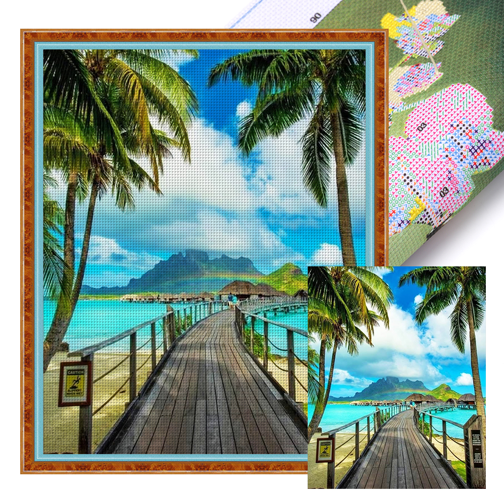 Summer Seascape Full 11CT Pre-stamped Canvas(40*50cm) Cross Stitch