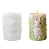 Easter Bunny Cylinder Candle Molds Cute 3D Bunny Cylinder Silicone Molds for Candles Making Aromatherapy Handmade Wax Soap