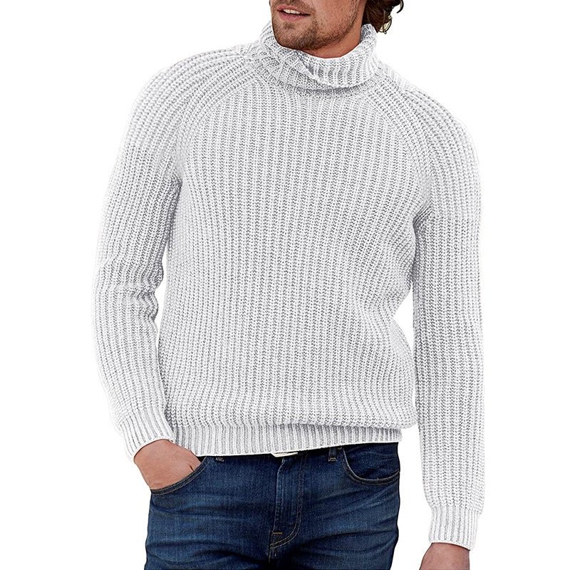 Turtle Neck Men's Solid Color Long Sleeve Sweater