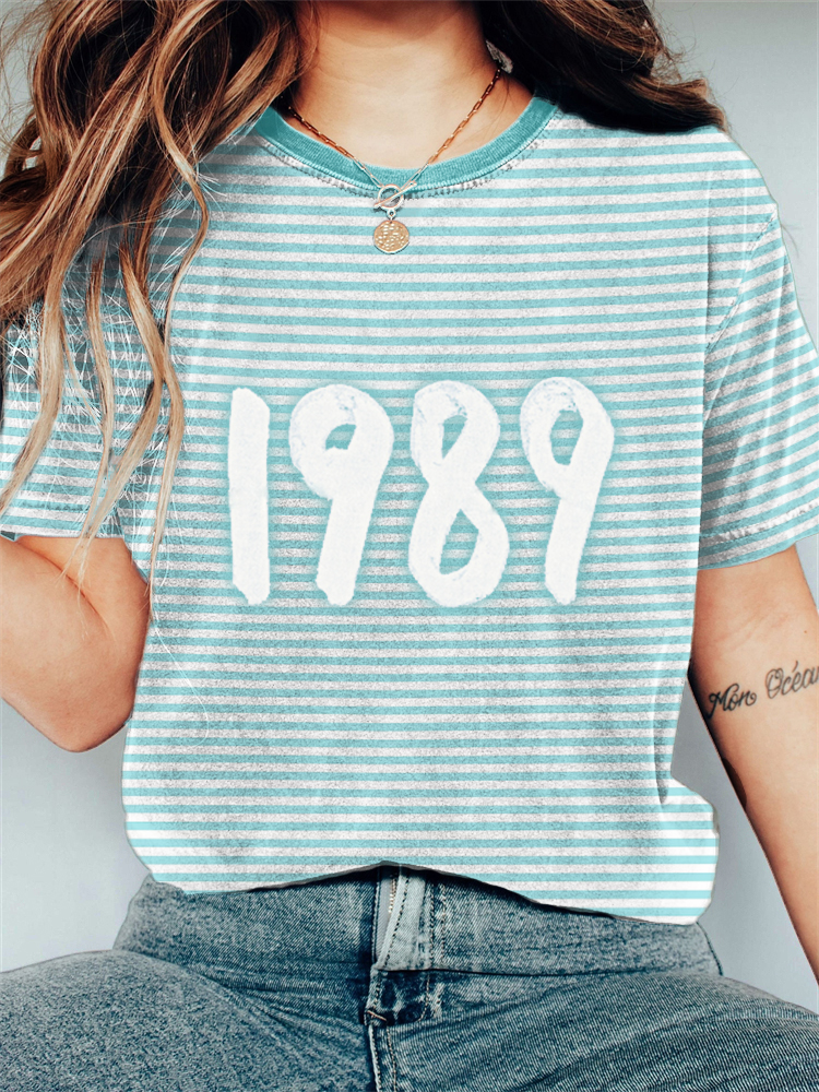 TS 1989 Green Edition Inspired Striped Vintage T Shirt