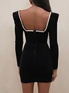 Sexy Slim Deep V-Neck Long Sleeve Velvet Mini Dress