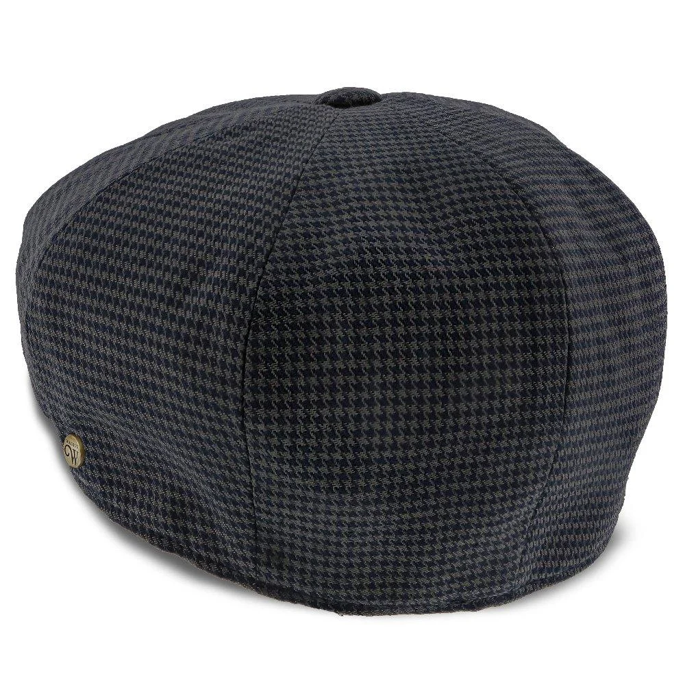 Oxford - Walrus Hats Navy/Green Houndstooth Polyester 8 Panel Newsboy Cap