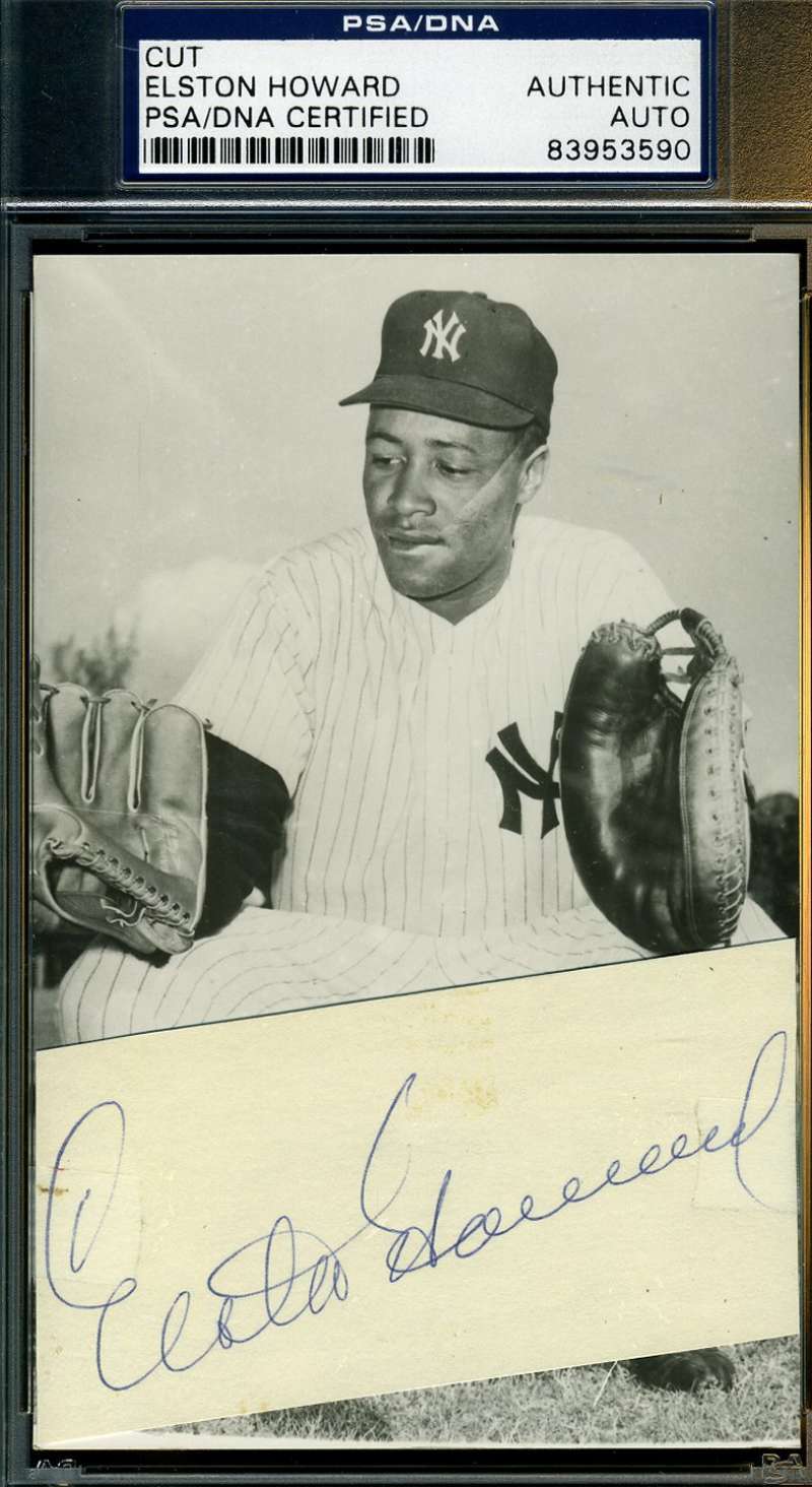 Elston Howard Signed Psa/dna Photo Poster painting Postcard Cut Authentic Autograph