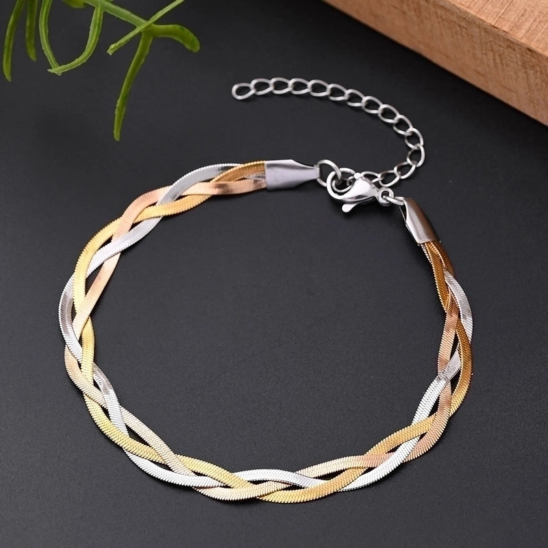 IG Style Hip-Hop Streetwear Blade Multicolor Snake Bones Chain 304 Stainless Steel 18K Gold Plated Rose Gold Plated Bracelets In Bulk