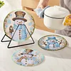 4PCS Diamond Painting Placemats Insulated Dish Mats | Snowman