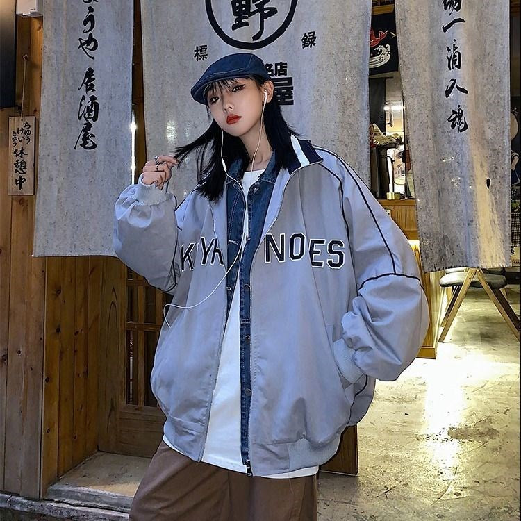 OLCooL 2024 Fall Fashion Letter Embroidery Oversized Jacket olcool