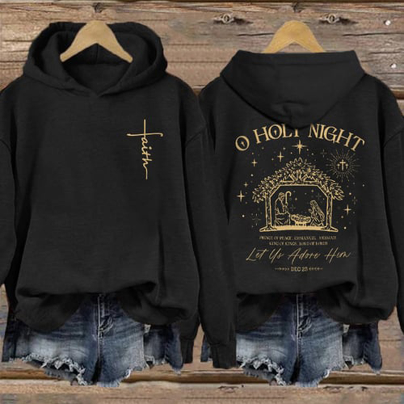 Christmas Holy Night Let Us Adore Him Hoodie