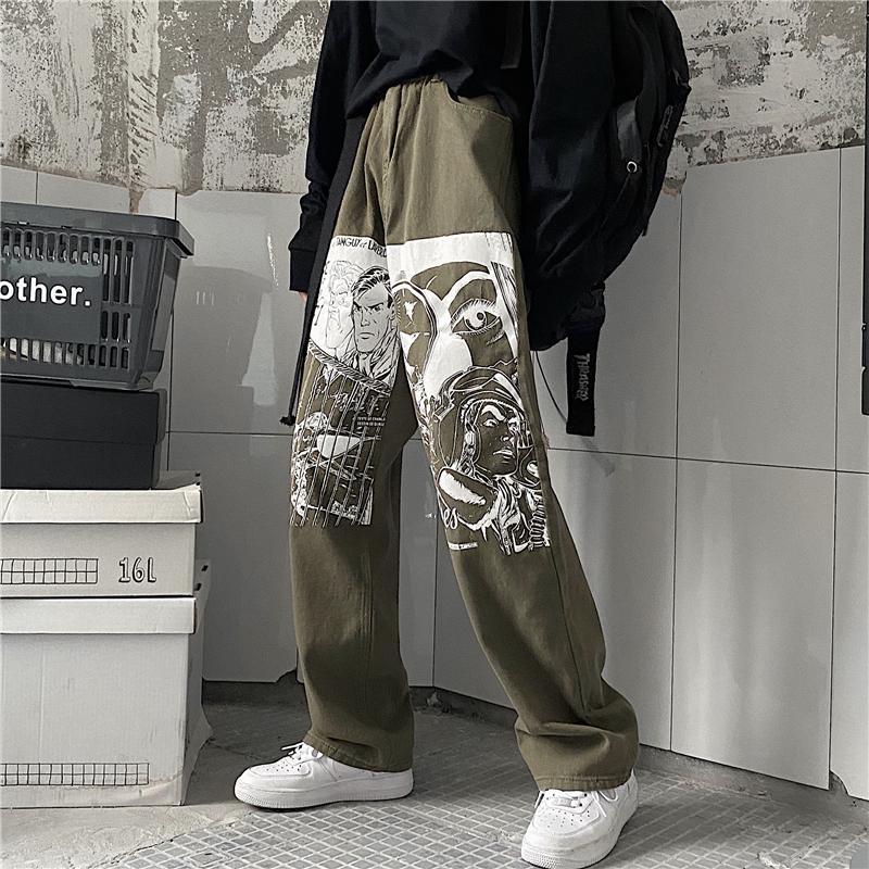 RETRO CHARACTER PRINT STRAIGHT PANTS