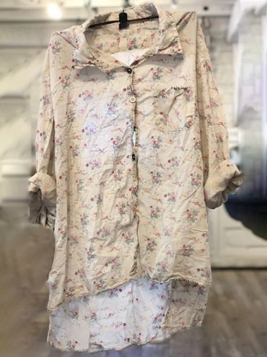 Floral Print Loose Patterned Long Sleeve Top